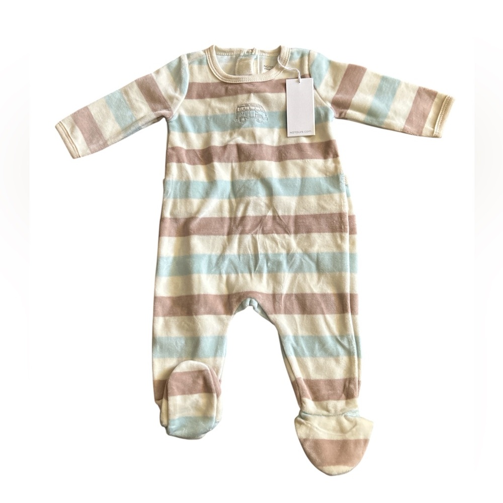 NWT Natalys Velvet Stripes Long Sleeve One Piece Footies Baby Size 3 Months